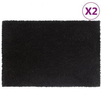 ARDEBO.de - Fußmatten 2 Stk. Schwarz 40x60 cm Kokosfaser Getuftet