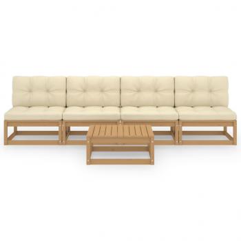 5-tlg. Garten-Lounge-Set mit Kissen Kiefer Massivholz