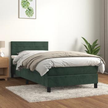 ARDEBO.de - Boxspringbett mit Matratze Dunkelgrün 100x200 cm Samt