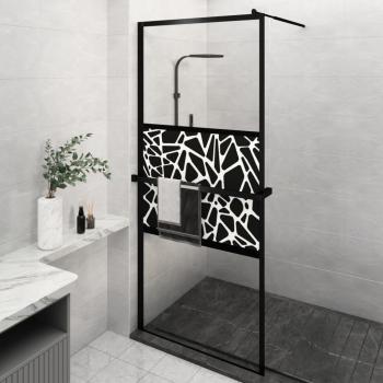 ARDEBO.de - Duschwand mit Ablage für Walk-In-Dusche Schwarz 100x195 cm ESG