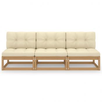 3-Sitzer-Sofa mit Kissen Kiefer Massivholz