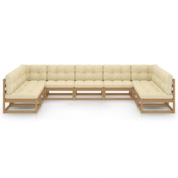 9-tlg Garten-Lounge-Set mit Kissen Honigbraun Massivholz Kiefer