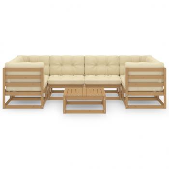 7-tlg Garten-Lounge-Set mit Kissen Honigbraun Massivholz Kiefer