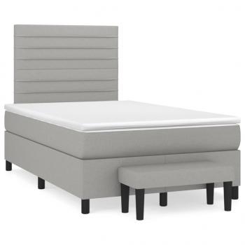 ARDEBO.de - Boxspringbett mit Matratze Hellgrau 120x190 cm Stoff