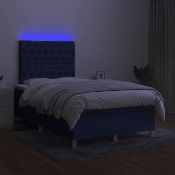 Boxspringbett mit Matratze & LED Blau 120x190 cm Stoff