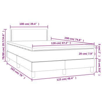 Boxspringbett mit Matratze & LED Schwarz 120x190 cm Samt