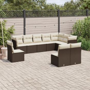 ARDEBO.de - 10-tlg. Garten-Sofagarnitur mit Kissen Braun Poly Rattan