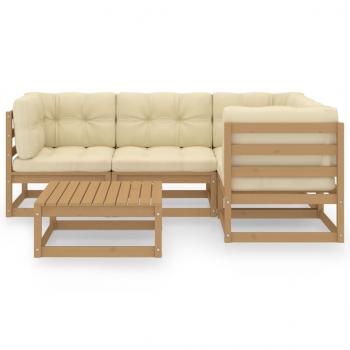 5-tlg. Garten-Lounge-Set mit Kissen Kiefer Massivholz