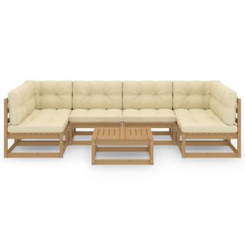 7-tlg Garten-Lounge-Set mit Kissen Honigbraun Massivholz Kiefer