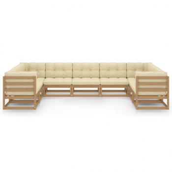 9-tlg Garten-Lounge-Set mit Kissen Honigbraun Massivholz Kiefer