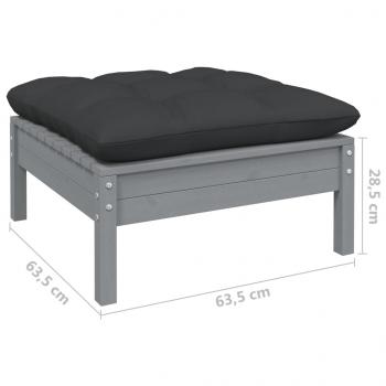 7-tlg. Garten-Lounge-Set mit Kissen Grau Kiefer Massivholz