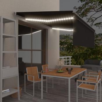 ARDEBO.de - Markise Manuell Einziehbar mit Rollo & LED 4x3 m Anthrazit