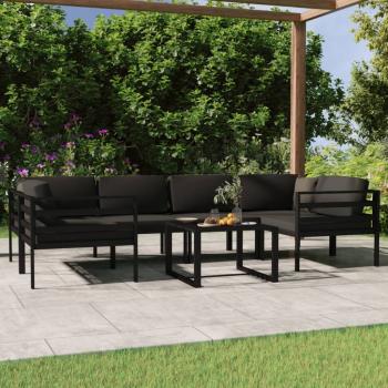 ARDEBO.de - 7-tlg. Garten-Lounge-Set mit Kissen Aluminium Anthrazit