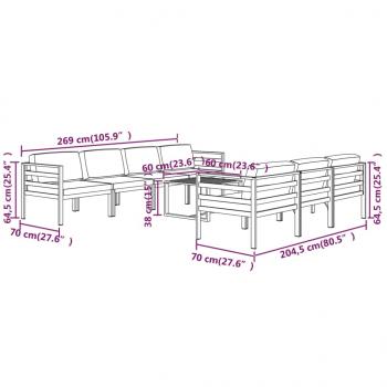 8-tlg. Garten-Lounge-Set mit Kissen Aluminium Anthrazit