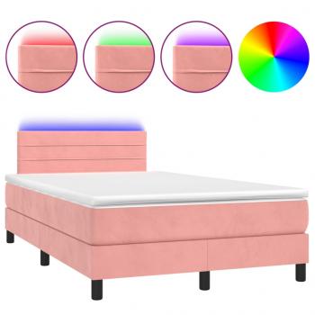 Boxspringbett mit Matratze & LED Rosa 120x200 cm Samt