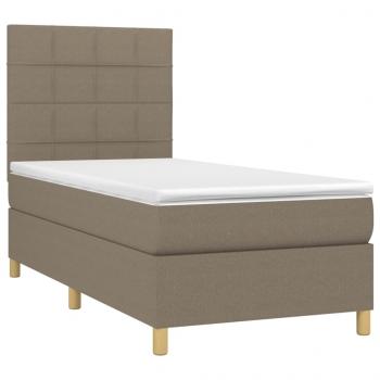 Boxspringbett mit Matratze & LED Taupe 90x190 cm Stoff