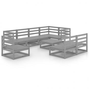 ARDEBO.de - 9-tlg. Garten-Lounge-Set Grau Massivholz Kiefer