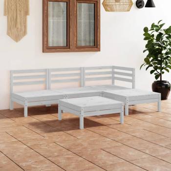 ARDEBO.de - 5-tlg. Garten-Lounge-Set Massivholz Kiefer Weiß