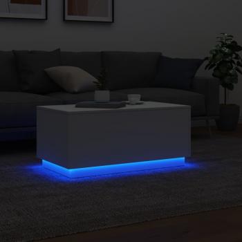 Couchtisch mit LED-Leuchten Weiß 90x50x40 cm