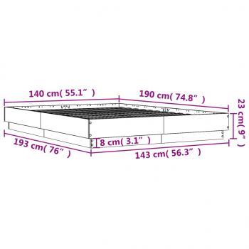 Bettgestell Grau Sonoma 140x190 cm Holzwerkstoff