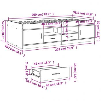 Tagesbett mit Schubladen Schwarz 100x200 cm Holzwerkstoff