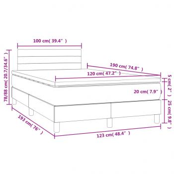 Boxspringbett mit Matratze & LED Hellgrau 120x190 cm Samt