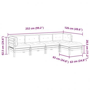 5-tlg. Garten-Sofagarnitur mit Kissen Massivholz Douglasie