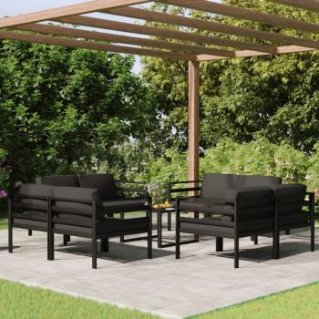 ARDEBO.de - 9-tlg. Garten-Lounge-Set mit Kissen Aluminium Anthrazit