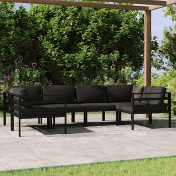 ARDEBO.de - 6-tlg. Garten-Lounge-Set mit Kissen Aluminium Anthrazit