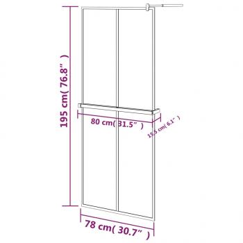 Duschwand mit Ablage für Walk-In-Dusche Schwarz 80x195 cm ESG