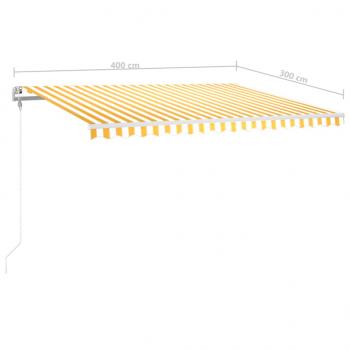 Automatische Markise mit LED Windsensor 400x300 cm Gelb/Weiß