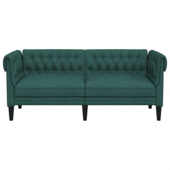 Chesterfield-Sofa 2-Sitzer Dunkelgrün Stoff