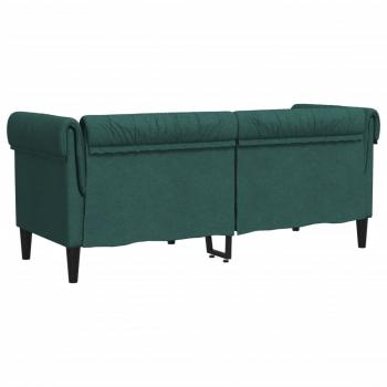 Chesterfield-Sofa 2-Sitzer Dunkelgrün Stoff