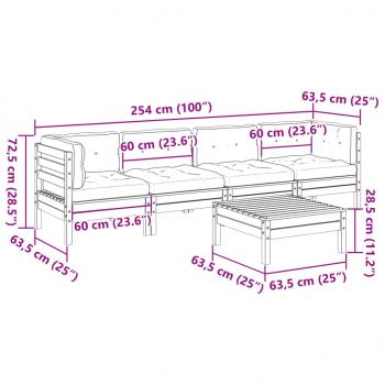 5-tlg. Garten-Sofagarnitur mit Kissen Massivholz Douglasie