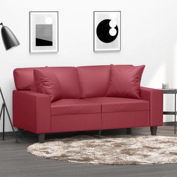 ARDEBO.de - 2-Sitzer-Sofa mit Zierkissen Weinrot 120 cm Kunstleder