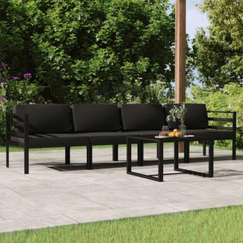 ARDEBO.de - 5-tlg. Garten-Lounge-Set mit Kissen Aluminium Anthrazit