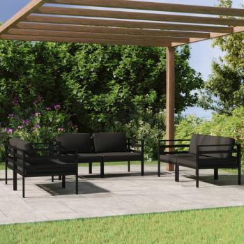 ARDEBO.de - 6-tlg. Garten-Lounge-Set mit Kissen Aluminium Anthrazit