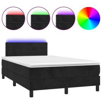 ARDEBO.de - Boxspringbett mit Matratze & LED Schwarz 120x200 cm Samt