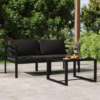 ARDEBO.de - 3-tlg. Garten-Lounge-Set mit Kissen Aluminium Anthrazit