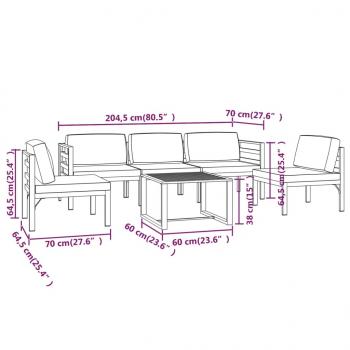 6-tlg. Garten-Lounge-Set mit Kissen Aluminium Anthrazit