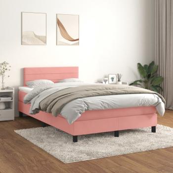 ARDEBO.de - Boxspringbett mit Matratze Rosa 120x200 cm Samt