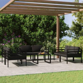 ARDEBO.de - 7-tlg. Garten-Lounge-Set mit Kissen Aluminium Anthrazit