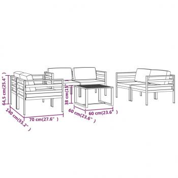 7-tlg. Garten-Lounge-Set mit Kissen Aluminium Anthrazit