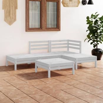 ARDEBO.de - 5-tlg. Garten-Lounge-Set Massivholz Kiefer Weiß