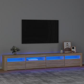 ARDEBO.de - TV-Schrank mit LED-Leuchten Sonoma-Eiche 240x35x40 cm