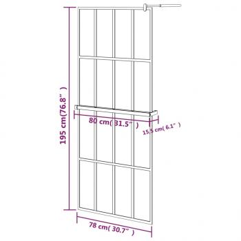 Duschwand mit Ablage für Walk-In-Dusche Schwarz 80x195 cm ESG