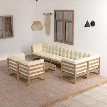 ARDEBO.de - 9-tlg. Garten-Lounge-Set mit Kissen Massivholz Kiefer