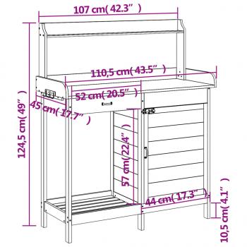 Pflanztisch mit Schrank 110,5x45x124,5 cm Massivholz Tanne