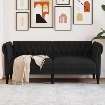 ARDEBO.de - Chesterfield-Sofa 2-Sitzer Schwarz Stoff