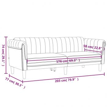 Sofa 3-Sitzer Weinrot Samt